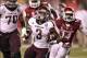 Sep 28, 2013; Fayetteville, AR, USA; Texas A&M Aggies running back Trey Williams (3) rushes as Arkansas Razorbacks safety Eric Bennett (14) pursues during the second half at Donald W. Reynolds Razorback Stadium. Texas A&M defeated Arkansas 45-33. Mandator