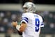 Sep 22, 2013; Arlington, TX, USA; Dallas Cowboys quarterback Tony Romo (9) throws a warm up pass before the game against the St. Louis Rams at AT&T Stadium. Mandatory Credit: Tim Heitman-USA TODAY Sports