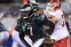 Sep 19, 2013; Philadelphia, PA, USA; Philadelphia Eagles quarterback Michael Vick (7) scrambles during the fourth quarter against the Kansas City Chiefs at Lincoln Financial Field. The Chiefs defeated the Eagles 26-16. Mandatory Credit: Howard Smith-USA T