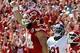 Sep 29, 2013; Kansas City, MO, USA; Kansas City Chiefs tight end Sean McGrath (84) celebrates after scoring a touchdown against the New York Giants in the first half at Arrowhead Stadium. Mandatory Credit: John Rieger-USA TODAY Sports