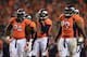 DENVER, CO - SEPTEMBER 23: Defensive linemen Terrance Knighton #94, Shaun Phillips #90 and Kevin Vickerson #99 of the Denver Broncos prepare to face the Oakland Raiders at Sports Authority Field at Mile High on September 23, 2013 in Denver, Colorado. (P