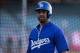 Sep 24, 2013; San Francisco, CA, USA; Los Angeles Dodgers center fielder Matt Kemp (27) during batting practice before the game against the San Francisco Giants at AT&T Park. Mandatory Credit: Kelley L Cox-USA TODAY Sports