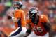 Sep 29, 2013; Denver, CO, USA; Denver Broncos quarterback Peyton Manning (18) looks to throw the ball during the second half against the Philadelphia Eagles at Sports Authority Field at Mile High. Mandatory Credit: Chris Humphreys-USA TODAY Sports