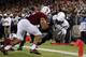 STANFORD, CA - SEPTEMBER 21: Wide receiver Jaelen Strong #21 of the Arizona State Sun Devils dives for a touchdown as linebacker Shayne Skov #11 of the Stanford Cardinal defends during the fourth quarter t at Stanford Stadium on September 21, 2013 in Sta