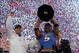 Dec 22, 2012; Las Vegas, NV, USA; Boise State Broncos coach Chris Petersen (left) and cornerback Jamar Taylor (5) hoist the 2012 Maaco Bowl trophy after the game against the Washington Huskies at Sam Boyd Stadium. Boise State defeated Washington 28-26. Ma