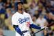 LOS ANGELES, CA - APRIL 05: Carl Crawford #25 of the Los Angeles Dodgers reacts to his strikeout during the first inning against the Pittsburgh Pirates at Dodger Stadium on April 5, 2013 in Los Angeles, California. (Photo by Harry How/Getty Images)