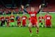 PRAGUE, CZECH REPUBLIC - AUGUST 30: Thomas Muller of Bayern Munich celebrates with his team mates after victory during the UEFA Super Cup between Bayern Muenchen and Chelsea at Stadion Eden on August 30, 2013 in Prague, Czech Republic. (Photo by Shaun B