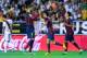 MADRID, SPAIN - SEPTEMBER 21: Pedro Rodriguez (C) of FC Barcelona celebrates with his team-mates Gerard Pique (L) and Adriano Correia after scoring his team's second goal during the La Liga match between Rayo Vallecano de Madrid and FC Barcelona at Estad