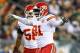 PHILADELPHIA, PA - SEPTEMBER 19: Tamba Hali #91 of the Kansas City Chiefs celebrates after sacking Michael Vick of the Philadelphia Eagles in the second quarter at Lincoln Financial Field on September 19, 2013 in Philadelphia, Pennsylvania. (Photo by El