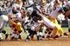 Sep 29, 2013; Oakland, CA, USA; Oakland Raiders running back Darren McFadden (20) runs the ball against the Washington Redskins in the first quarter at O.co Coliseum. Mandatory Credit: Cary Edmondson-USA TODAY Sports