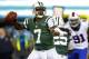 EAST RUTHERFORD, NJ - SEPTEMBER 22: Quarterback Geno Smith #7 of the New York Jets looks to pass against the Buffalo Bills during the fourthd quarter in a game at MetLife Stadium on September 22, 2013 in East Rutherford, New Jersey. The Jets defeated the