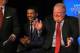 TORONTO, CANADA - SEPTEMBER 30: Toronto Mayor Rob Ford applauds as it was announced the Toronto Raptors will host NBA All-Star 2016 announced during todays press conference at the Air Canada Centre on September 30 , 2013 in Toronto, Ontario, Canada. NOTE