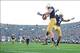 Sep 28, 2013; South Bend, IN, USA; Notre Dame Fighting Irish tight end Troy Niklas (85) celebrates with wide receiver T.J. Jones (7) after scoring a touchdown against the Oklahoma Sooners at Notre Dame Stadium. Oklahoma defeats Notre Dame 35-21. Mandatory
