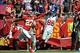 Sep 29, 2013; Kansas City, MO, USA; Kansas City Chiefs cornerback Sean Smith (27) breaks up a pass intended for New York Giants wide receiver Hakeem Nicks (88) during the first half at Arrowhead Stadium. Mandatory Credit: Denny Medley-USA TODAY Sports