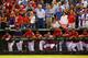 ARLINGTON, TX - SEPTEMBER 30: The Texas Rangers bench looks on in the ninth inning against the Tampa Bay Rays during the American League Wild Card tiebreaker game at Rangers Ballpark in Arlington on September 30, 2013 in Arlington, Texas. The Rays defeat