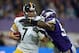 Erin Henderson sacks Ben Roethlisberger in a Vikings' win against the Steelers.