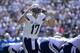 SAN DIEGO, CA - SEPTEMBER 29: Philip Rivers of the San Diego Chargers makes a call at the line of scrimmage against the Dallas Cowboys on September 29, 2013 at Qualcomm Stadium in San Diego, California. (Photo by Donald Miralle/Getty Images)
