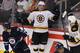 WINNIPEG, MB - SEPTEMBER 26: Loui Eriksson #21 of the Boston Bruins celebrates his game winning goal against the Winnipeg Jets in overtime action during an NHL preseason game at the MTS Centre on September 26, 2013 in Winnipeg, Manitoba, Canada. (Photo by