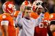 ATLANTA, GA - OCTOBER 29: Head coach Dabo Swinney of the Clemson Tigers reacts after a call during the game against the Georgia Tech Yellow Jackets at Bobby Dodd Stadium on October 29, 2011 in Atlanta, Georgia. (Photo by Kevin C. Cox/Getty Images)