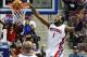 Jan 1, 2013; Auburn Hills, MI, USA; Detroit Pistons center Andre Drummond (1) dunks during the first quarter against the Sacramento Kings at The Palace of Auburn Hills. Mandatory Credit: Raj Mehta-USA TODAY Sports