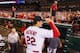 Manager Mike Matheny tips his cap to the fans after winning the National League Central Division on Sept. 27.