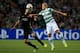 GLASGOW, SCOTLAND - OCTOBER 01: Teemu Pukki of Celtic battles with Sergio Busquets of Barcelona during the UEFA Champions League Group H match between Celtic and FC Barcelona at Celtic Park Stadium on October 1, 2013 in Glasgow, Scotland. (Photo by Rich