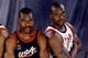ATLANTA - 1996: (L) David Robinson, Hakeem Olajuwon and Shaquille O'Neal of the USA Men's National Basketball Team pose for a portrait during the 1996 Olympics in Atlanta Georgia. NOTE TO USER: User expressly acknowledges and agrees that, by downloading a
