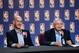 LAS VEGAS, NV - JULY 18: NBA Deputy Commissioner and Chief Operating Officer Adam Silver and NBA Commissioner David J. Stern address the media at the NBA Board of Governors Meeting on July 18, 2013 at the Wynn Hotel in Las Vegas, Nevada. NOTE TO USER: Use