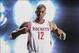 Sep 27, 2013; Houston, TX, USA; Houston Rockets center Dwight Howard (12) during media day at Toyota Center. Mandatory Credit: Troy Taormina-USA TODAY Sports