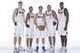DALLAS, TX - SEPTEMBER 30: Monta Ellis #11, Dirk Nowitzki #41, Shawn Marion #0, Samuel Dalembert #1 and Jose Calderon #8 of the Dallas Mavericks pose for a photo at the Dallas Mavericks 2013-2014 Media Day on September 30, 2013 at the American Airlines Ce