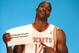 HOUSTON, TX - SEPTEMBER 27: Dwight Howard #12 of the Houston Rockets poses for a team photographer during Houston Rockets Media Day at the Toyota Center on September 27, 2013 in Houston, Texas. (Photo by Scott Halleran/Getty Images)