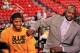 Paul George shares a light moment with Shaq after Game 2 of the 2013 ECF.