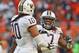 CHICAGO, IL - SEPTEMBER 14: Shaq Thompson #7 of the Washington Huskies celebrates a sack with teammate John Timu #10 against the Illinois Fighting Illini at Soldier Field on September 14, 2013 in Chicago, Illinois. (Photo by Jonathan Daniel/Getty Images)
