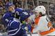 Giroux (right) has a good history against the Maple Leafs.