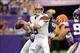 Sep 22, 2013; Minneapolis, MN, USA; Cleveland Browns quarterback Brian Hoyer (6) throws during the first quarter against the Minnesota Vikings at Mall of America Field at H.H.H. Metrodome. Mandatory Credit: Brace Hemmelgarn-USA TODAY Sports