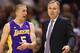 SAN ANTONIO, TX - APRIL 24: Head coach Mike D'Antoni talks with Steve Blake #5 of the Los Angeles Lakers during Game Two of the Western Conference Quarterfinals of the 2013 NBA Playoffs at AT&T Center on April 24, 2013 in San Antonio, Texas. NOTE TO USER