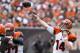 CLEVELAND, OH - SEPTEMBER 29: Quarterback Andy Dalton #14 of the Cincinnati Bengals throws a pass during the first half Cleveland Browns at FirstEnergy Stadium on September 29, 2013 in Cleveland, Ohio. (Photo by Jason Miller/Getty Images)