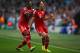 MANCHESTER, ENGLAND - OCTOBER 02: Franck Ribery (R) of Muenchen celebrates scoring the opening goal with David Alaba of Muenchen during the UEFA Champions League Group D match between Manchester City and FC Bayern Muenchen at Etihad Stadium on October 2,