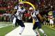 ATLANTA, GA - SEPTEMBER 29: Aqib Talib #31 of the New England Patriots celebrates with Steve Gregory #28 after breaking up a touchdown reception intended for Roddy White #84 of the Atlanta Falcons in the final seconds at Georgia Dome on September 29, 201