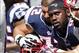 Sep 22, 2013; Foxborough, MA, USA; New England Patriots defensive end Chandler Jones (95) during the first half of a game against the Tampa Bay Buccaneers at Gillette Stadium. Mandatory Credit: Mark L. Baer-USA TODAY Sports