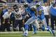 Sep 29, 2013; Detroit, MI, USA; Detroit Lions running back Reggie Bush (21) runs the ball for a thirty seven yard touchdown run in the second quarter against the Chicago Bears at Ford Field. Mandatory Credit: Rick Osentoski-USA TODAY Sports