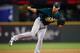 SEATTLE, WA - SEPTEMBER 29: Closing pitcher Grant Balfour #50 of the Oakland Athletics pitches against the Seattle Mariners at Safeco Field on September 29, 2013 in Seattle, Washington. The Athletics defeated the Mariners 9-0. (Photo by Otto Greule Jr/G