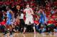 HOUSTON, TX - MAY 3: Omer Asik #3 of the Houston Rockets looks to pass the ball against Kevin Durant #35 of the Oklahoma City Thunder in Game Six of the Western Conference Quarterfinals during the 2013 NBA Playoffs on May 3, 2013 at the Toyota Center in H