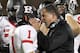 LOUISVILLE, KY - OCTOBER 21: Greg Schiano the head coach of the Rutgers Scarlet Knights talks with San San Te #1 after he missed his second field goal of the first half during the game against the Louisville Cardinals at Papa John's Cardinal Stadium on O