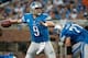Sep 29, 2013; Detroit, MI, USA; Detroit Lions quarterback Matthew Stafford (9) drops back to pass during the second quarter against the Chicago Bears at Ford Field. Mandatory Credit: Tim Fuller-USA TODAY Sports