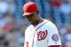 WASHINGTON, DC - JULY 25: Rafael Soriano #29 of the Washington Nationals walks to the dugout after being removed from the game in the ninth inning against the Pittsburgh Pirates at Nationals Park on July 25, 2013 in Washington, DC. (Photo by Greg Fiume/