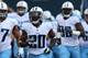 SEATTLE, WA - AUGUST 11: Alterraun Verner #20 and teammates of the Tennessee Titans take the field prior to the game against the Seattle Seahawks at CenturyLink Field on August 11, 2012 in Seattle, Washington. (Photo by Otto Greule Jr/Getty Images)