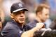 ST. PETERSBURG - MAY 25: Manager Joe Girardi #28 of the New York Yankees watches his team during batting practice just before the start of the game against the Tampa Bay Rays at Tropicana Field on May 25, 2013 in St. Petersburg, Florida. (Photo by J. Me