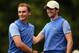 PARIS, FRANCE - OCTOBER 03: Joost Luiten and Gregory Bourdy of the European team celebrate during the first day's fourballs at the Seve Trophy at Golf de Saint-Nom-la-Breteche on October 3, 2013 in Paris, France. (Photo by Stuart Franklin/Getty Images)