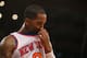 NEW YORK, NY - MAY 01: J.R. Smith #8 of the New York Knicks reacts to a foul call against him verses the Boston Celtics during Game five of the Eastern Conference Quarterfinals of the 2013 NBA Playoffs at Madison Square Garden on May 1, 2013 in New York
